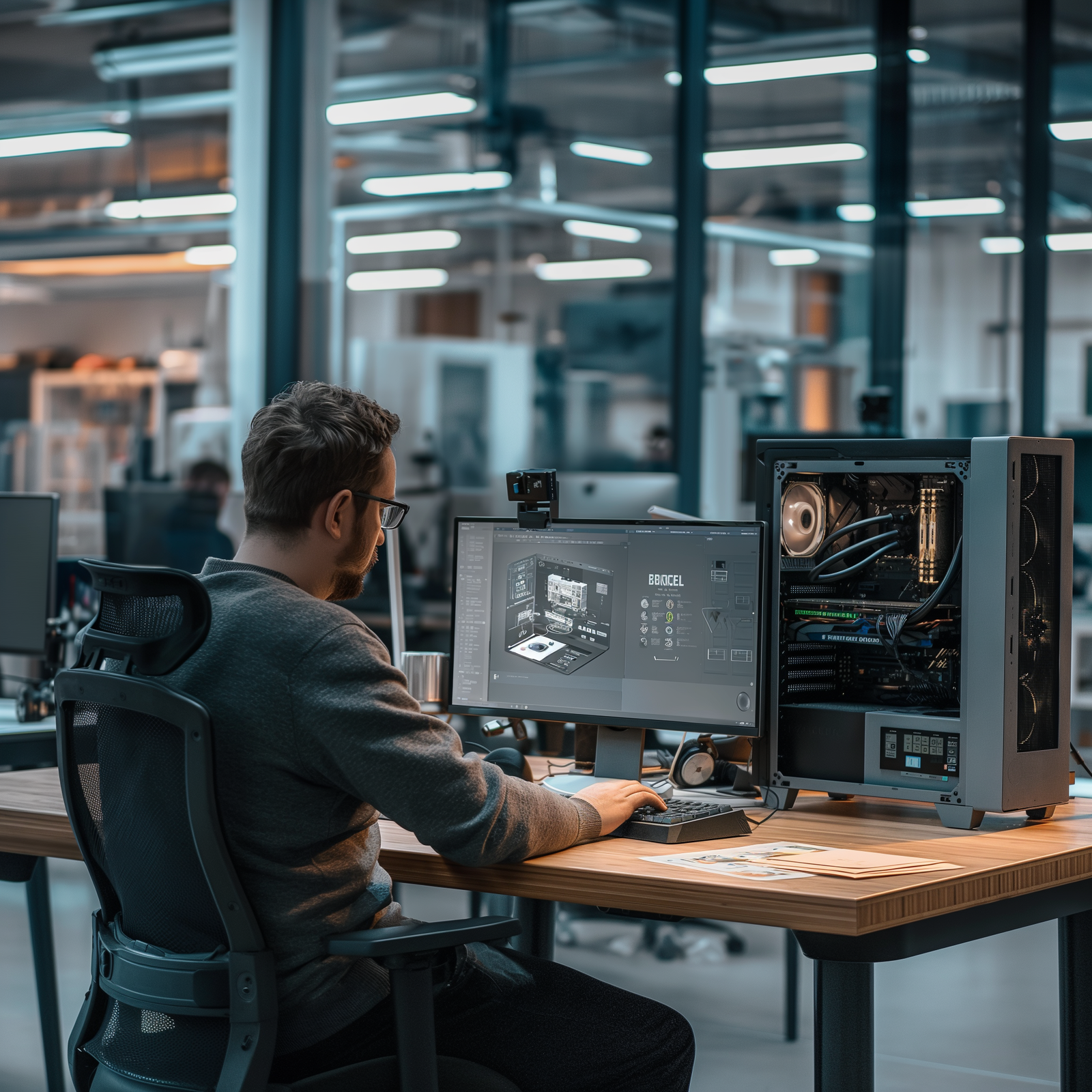 Engineers collaborating on high-performance computing systems